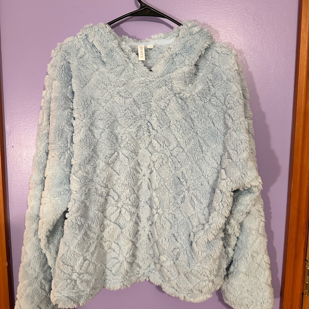 Cozy Light Blue Fuzzy Hoodie